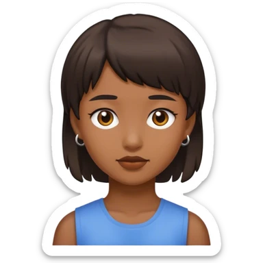 girl with short mullet hair brown  sticker