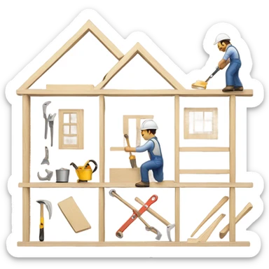 Carpenters building a house sticker