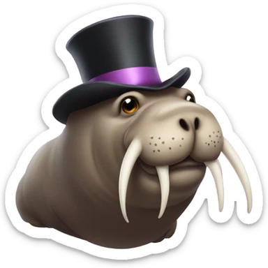 A magical walrus with a tophat sticker