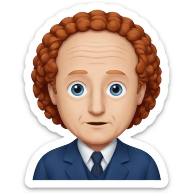 Larry Fine from the Three Stooges with blue eyes, reddish- brown hair, navy blue outfit sticker