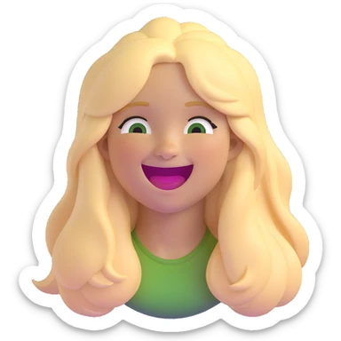 long-haired blonde with swamp eyes, laughing sticker