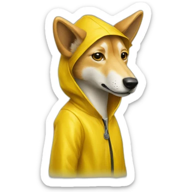 A dingo in a yellow raincoat sticker