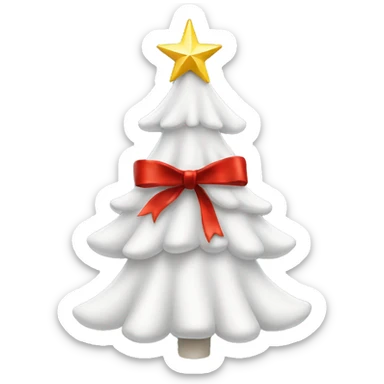 aesthetic white christmas tree with a star and red bow sticker