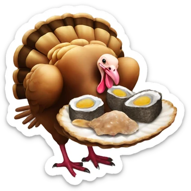 Turkey with Burnt black bread and oysters sticker