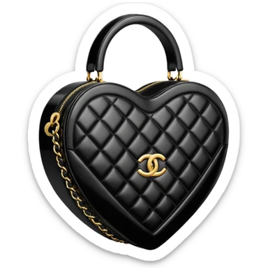 chanel heart shape bag black color bag sticker
