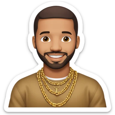 Drake with gold chain necklace  sticker