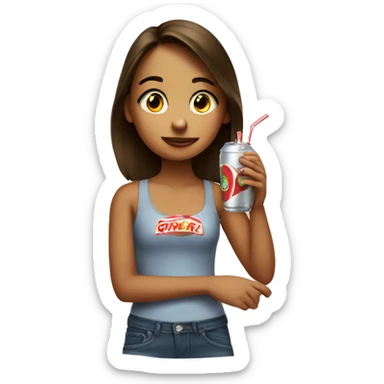 a girl sipping on soda sticker