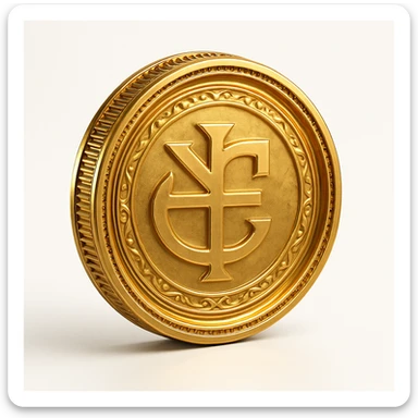 a gold coin, embossed sticker