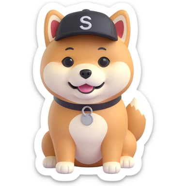 Shiba Inu in a black cap sticker