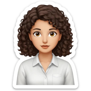 30 yr iranian woman dark brown hair curly wavy short hair, dress shirt sticker