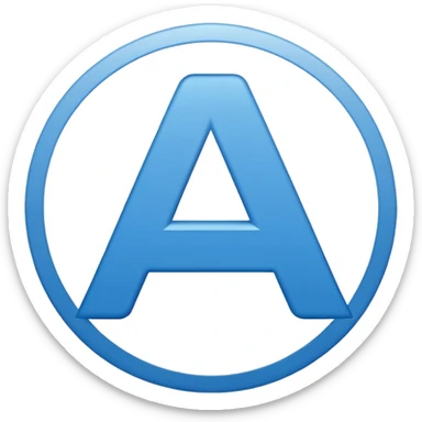 The image is a blue icon with the letter "A" in the center. The letter is in a bold, sans-serif font and is slightly tilted to the right. Below the letter, there is a smaller text that reads "10.9". The background is white and the icon is simple and minimalistic. sticker