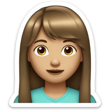 Girl with long brown hair and bangs  sticker