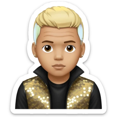Chris Brown with blonde hair, black sequin outfit sticker