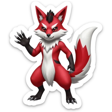 Shiny Red Anthro furry Zangoose-Obstagoon-Hybrid (full body) sticker