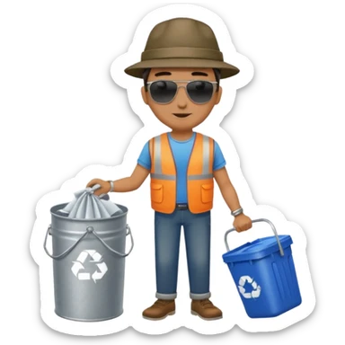 full side body man put the trash in can sticker