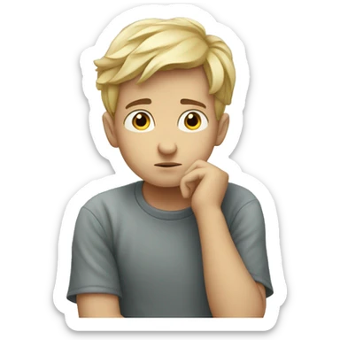 White thoughtful boy in contemplation sticker