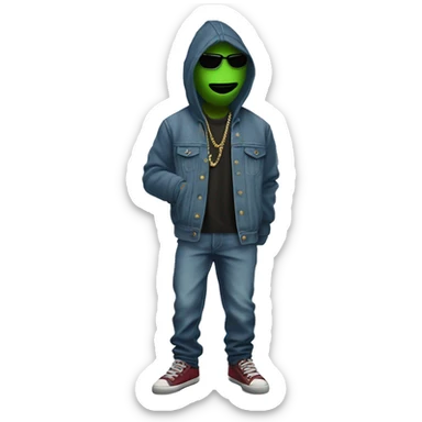 salvia leaf that is a rapper and has gangster clothes the salvia leaf has a face and baggy jeans sticker