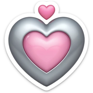 silver heart with one pink mini heart inside of it  sticker