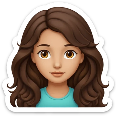 Make me a brunette girl, with brown (dark) eyes and long, wavy hair sticker