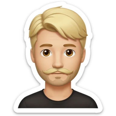 cute blonde guy with mullet and a dark beard with moustache sticker