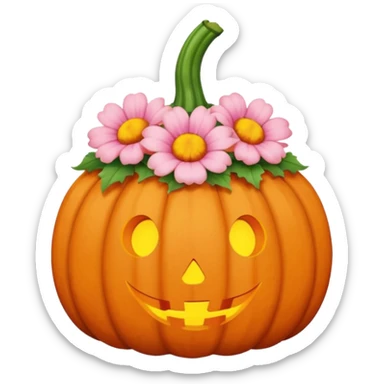 pastel pink orange halloween  flower pumpkin choker sticker