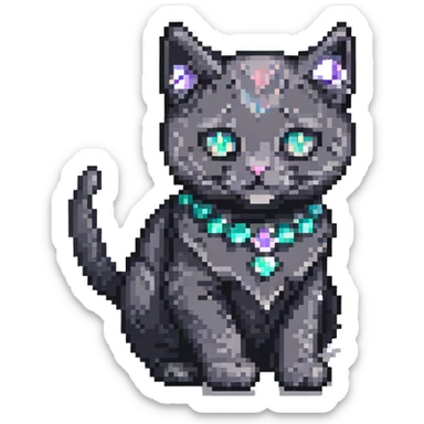 gem cat in pixel art style sticker