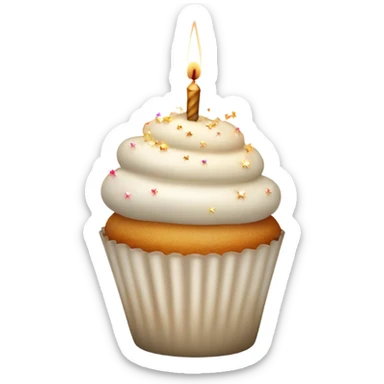 Total White beige cupcake with sparkler candles sticker