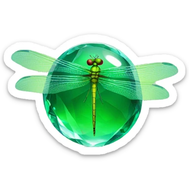 dragonfly inside a green crystal orb sticker