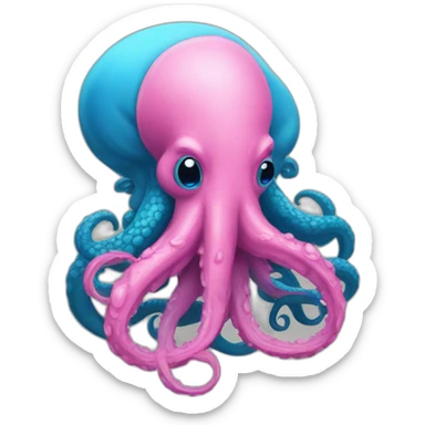 a blue kraken kissing an another pink kraken sticker