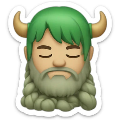 green haired viking sleeping sticker
