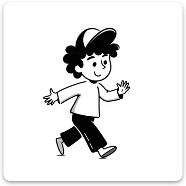 Simple sketch of a boy with a baseball cap sticker