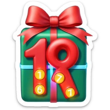 the number "1637" with Christmas lights wrapping it sticker