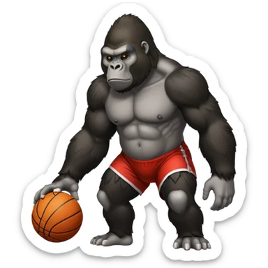 Gorilla blocking a basketball sticker