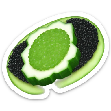 Black caviar on a piece of cucumber  sticker