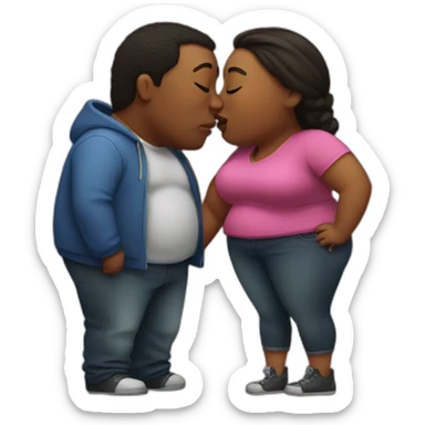 overweight couple kissing sticker