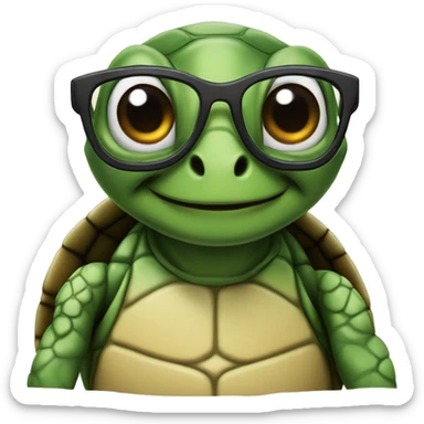 Turtle looking like a nerd sticker