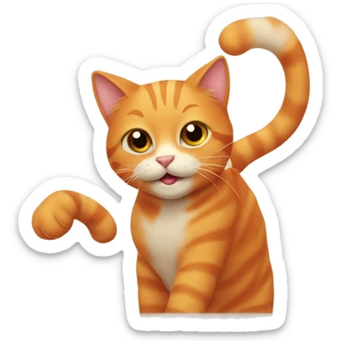 playful orange cat sticker