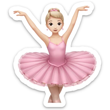 A graceful ballerina in a pink tutu, spinning lightly with arms curved elegantly.
 sticker