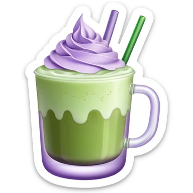 Iced matcha latte with lavender foam on top sticker