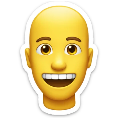 Smiling emoji with yellow bone in mouth sticker