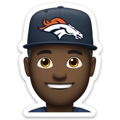 Black man with broncos hat sticker