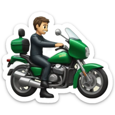 Homme fait un doigt d'honneur sur une moto sticker