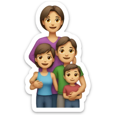 familia de papa sin bogote, mama, dos niños y 2 mascotas sticker