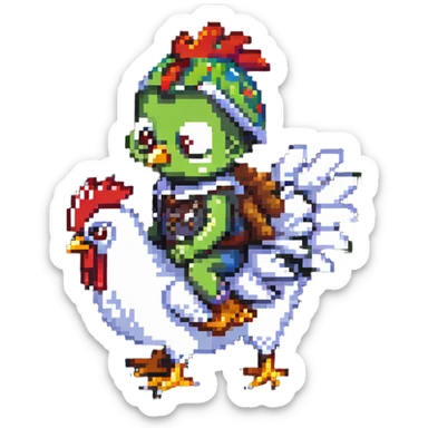 baby zombie riding a chicken, minecraft chicken jockey sticker