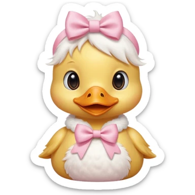 a soft pink duckling wearing a white bow around the neck  sticker