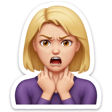 A woman choking herself because she mad sticker