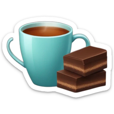 A cup of tea and a bar of chocolate sticker