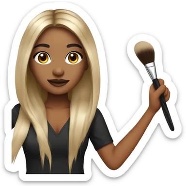 Makeup artist with brush long  hair sticker