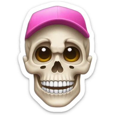 skull with a pink baseball cap sticker