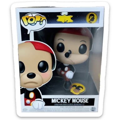 Mickey mouse in a funko pop box sticker